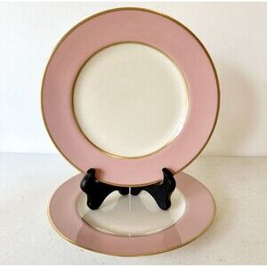 Flintridge California Sylvan Pink Gold Rim‎ 9 Inch Dinner Plate dinnerware